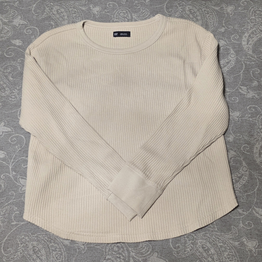 GAP Cream Ribbed Knit Long Sleeve (Size S)